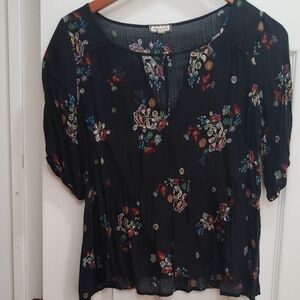 Floral Black Women's Top